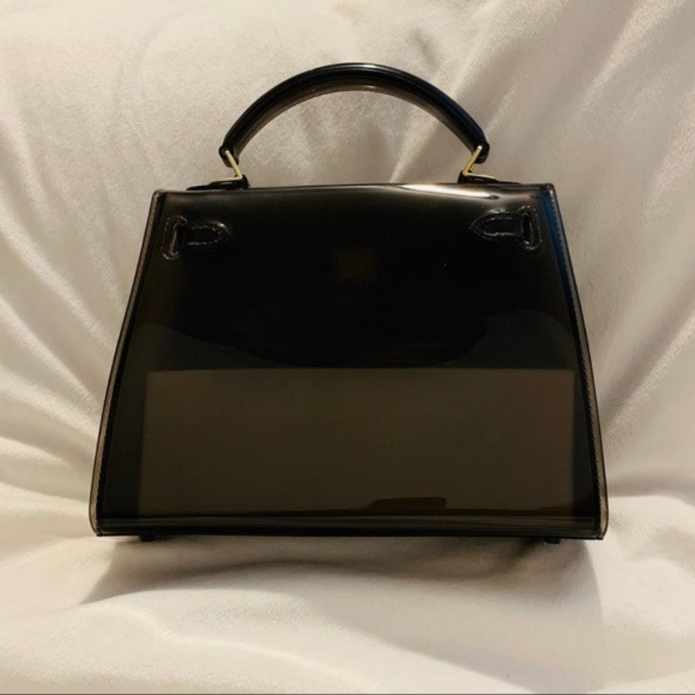 Top Handle Clear Crossbody Handbag | Jelly | Black - Picture 3 of 7